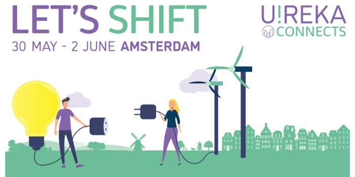 Event logo for U!REKA Connects, windmills and people networking