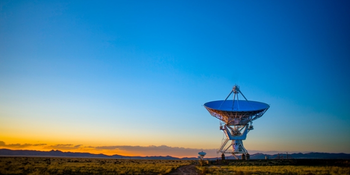 Space radar on a setting sun